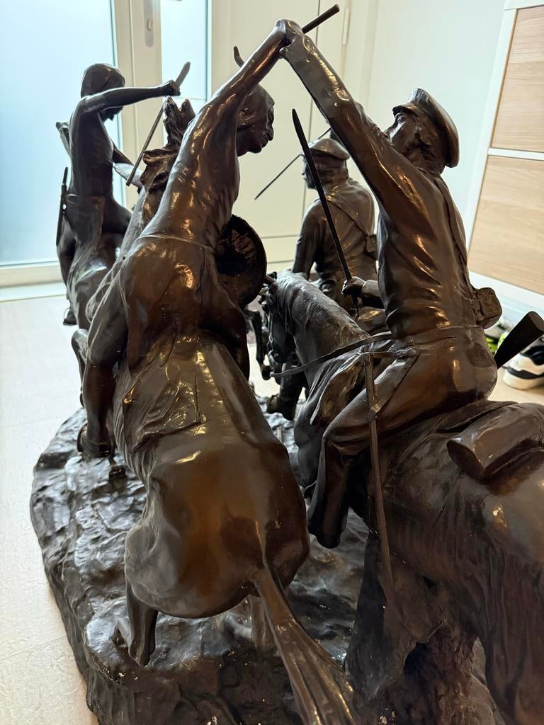 Groot Bronzen Beeld: Historische Scène te Paard 1,60m lang, Ophalen