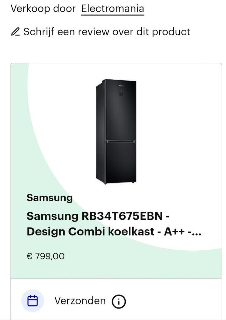 Samsung koelkast, 200 liter of meer, Ophalen of Verzenden, Nieuw, 160 cm of meer