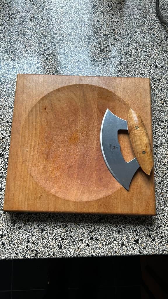 Brusletto kruidenmes, borrelplank met mes, Ophalen of Verzenden, Zo goed als nieuw, Metaal