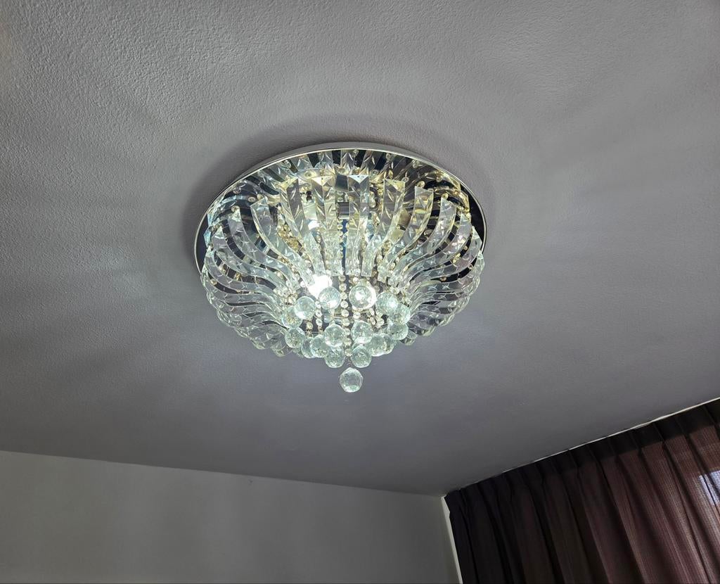 Kroonluchter plafondlamp met kristallen, Ophalen, Gebruikt, Glas, Klassiek