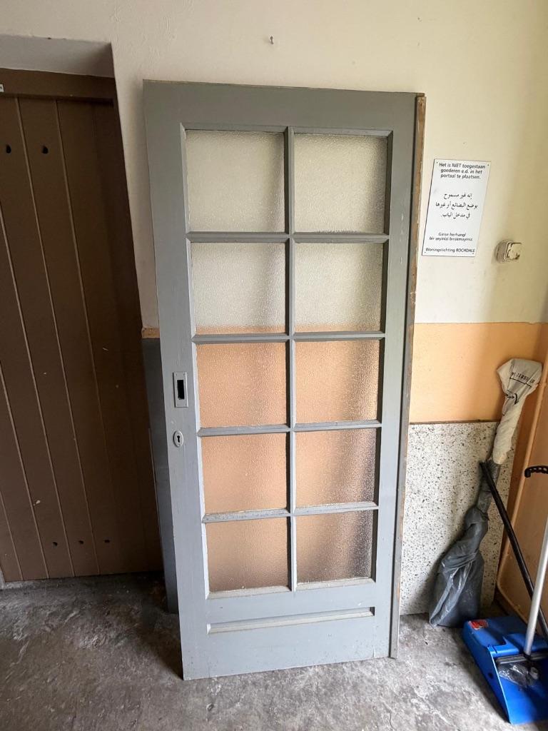 Binnendeur met glaspanelen, Doe-het-zelf en Verbouw, Ophalen, Gebruikt, 80 tot 100 cm, Binnendeur