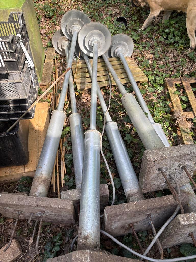 Partij van 6 buitenlampen / tuinpalen met betonnen voet, Ophalen, Gebruikt, Staal, Minder dan 50 watt
