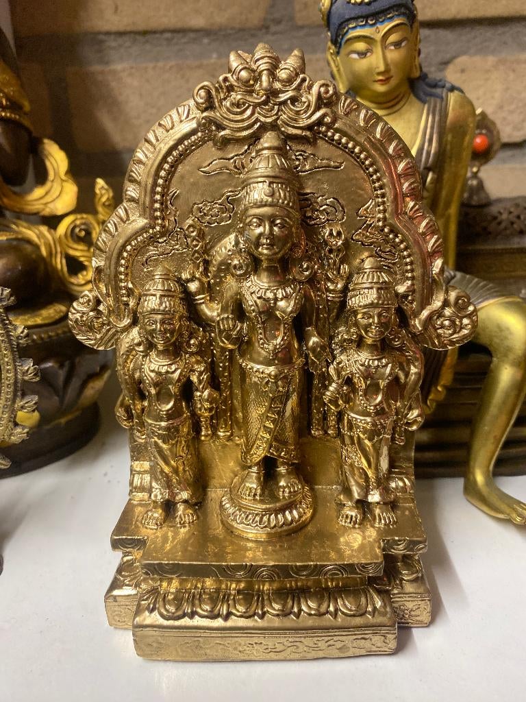 Hindoeïstisch triade Vishnu Lakshmi Bhudevi 15cm beeld, Antiek en Kunst, Ophalen of Verzenden, Azië, Beeld