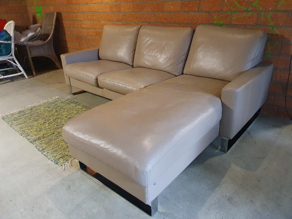 Lederen hoekbank Erpo, Huis en Inrichting, Banken | Bankstellen, Ophalen, Gebruikt, Hoekbank, Driepersoons