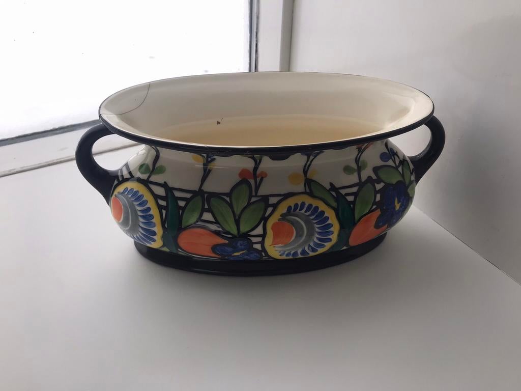 Oude kleurrijke schaal / vaas, Ophalen of Verzenden