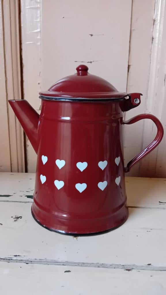 Emaille koffiekan Hartjes, Antiek en Kunst, Antiek | Emaille, Verzenden