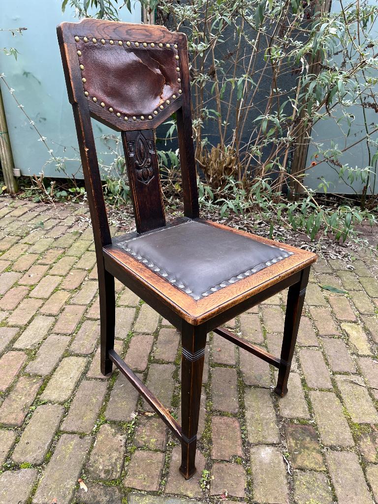 Arts and Crafts Jugendstil Art Deco Gründerzeit stoel, Huis en Inrichting, Stoelen, Gebruikt, Bruin, Art Deco Jugendstil Art Brut Brutalisme Gründerzeit