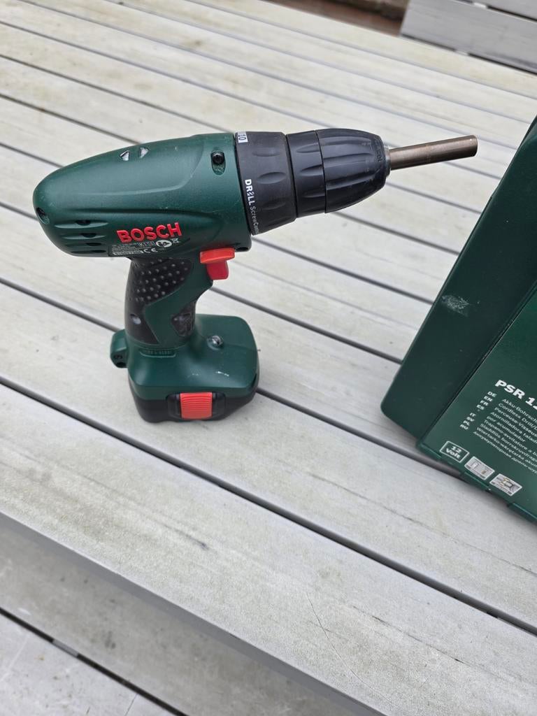 Bosch PSR 12 accuboormachine, Doe-het-zelf en Verbouw, Gereedschap | Boormachines, Ophalen, Gebruikt, Minder dan 400 watt, Boor- en Schroefmachine