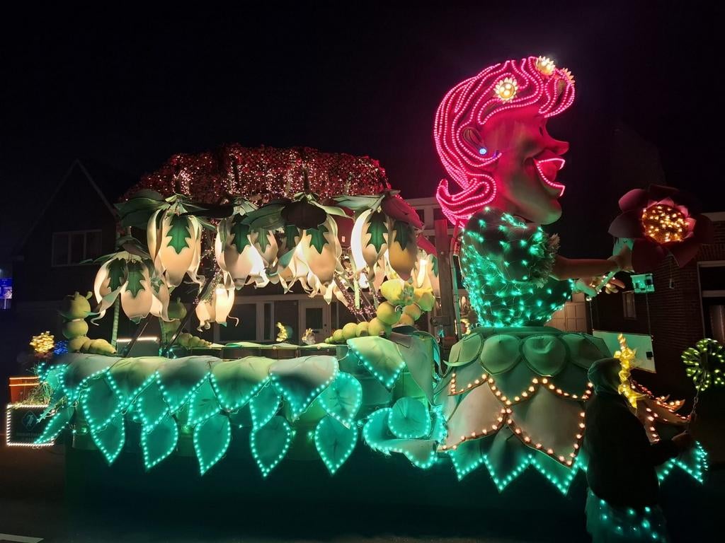 Verlichte carnavalswagen, Ophalen, Versiering, Carnaval