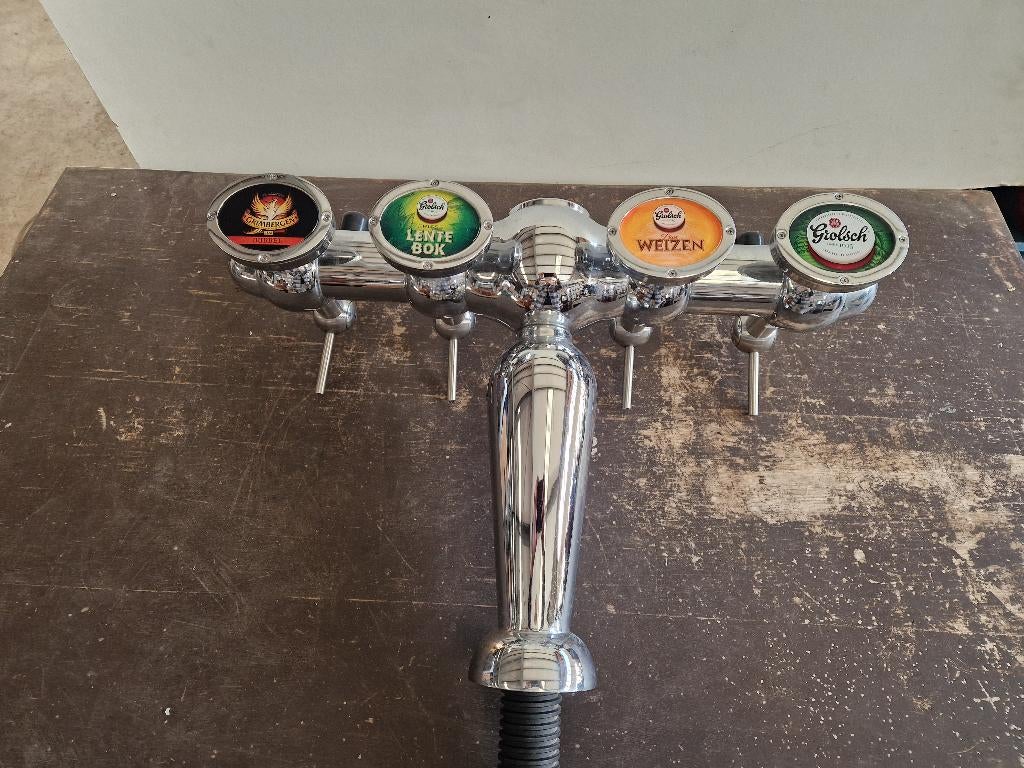 Chromen biertap tapzuil 4 kranen zeer goede staat, Ophalen, Zo goed als nieuw, Overige merken