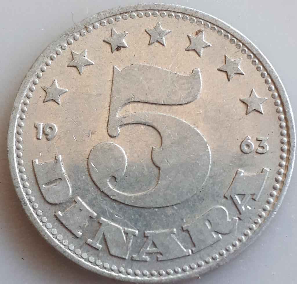 JOEGOSLAVIË: 5 DINARA 1963 KM 38, Ophalen of Verzenden, Joegoslavië, Losse munt