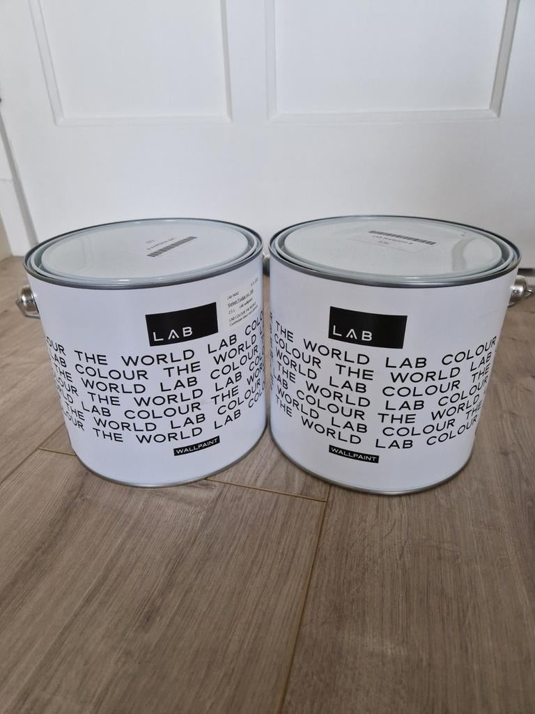 2 x 2,5 liter Lab paint muurverf Velvet Fudge no. 380, Ophalen of Verzenden, Nieuw, Verf