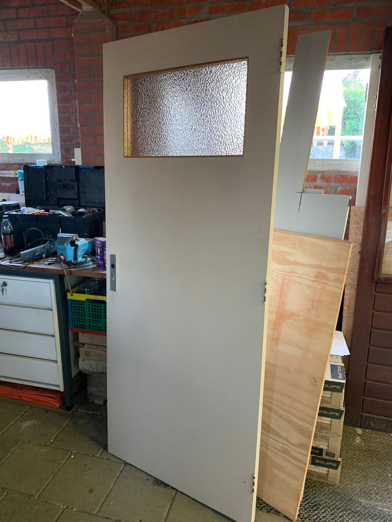 Klassieke binnendeur met glas, Ophalen, Gebruikt, 80 tot 100 cm, Binnendeur