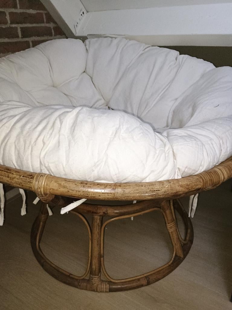 Papasan stoel, Ophalen, Gebruikt, Bruin, Riet of Rotan