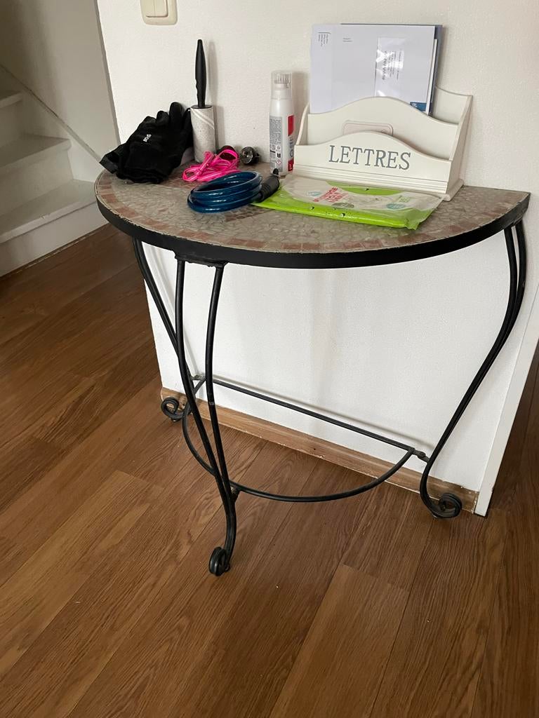 Sidetable met mozaïek blad, Ophalen, Gebruikt, 50 tot 100 cm, Metaal