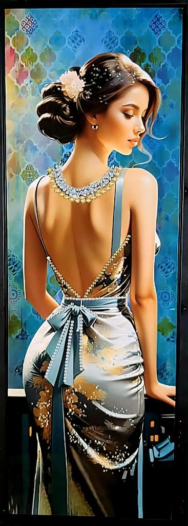 Tof design schilderij, Art Deco dame met strass steentjes😍, Ophalen, ., Nieuw, .