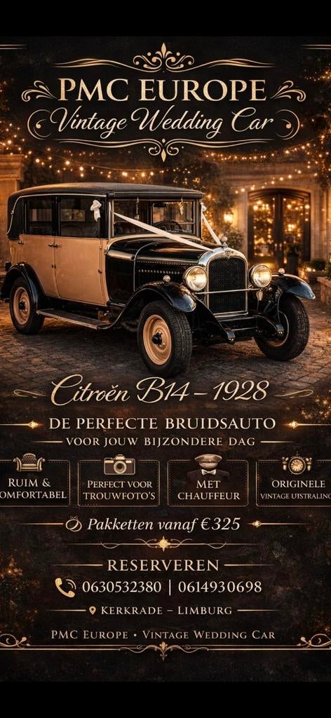 Trouwauto te huur met chauffeur. Deze geweldige Citroen B14, Met chauffeur