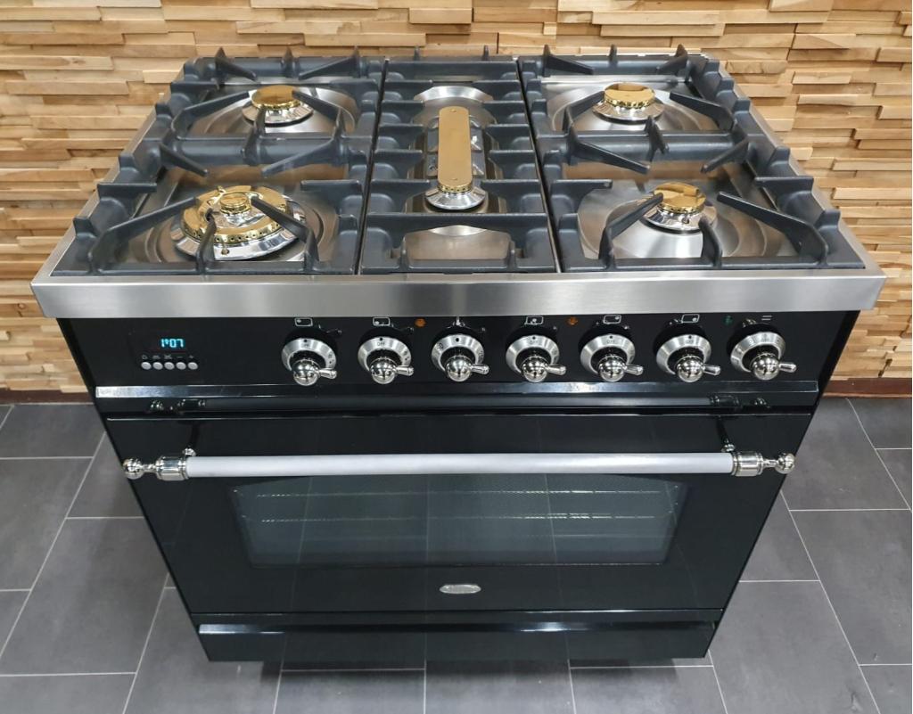 🔥Luxe Boretti Fornuis 80cm hoogglans zwart & rvs 1 oven, Niet ingevuld, 60 cm of meer, Niet ingevuld, Ophalen of Verzenden