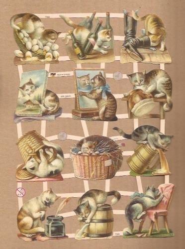 Spelende poezen nostalgie poezieplaatjes 7388, Ophalen of Verzenden