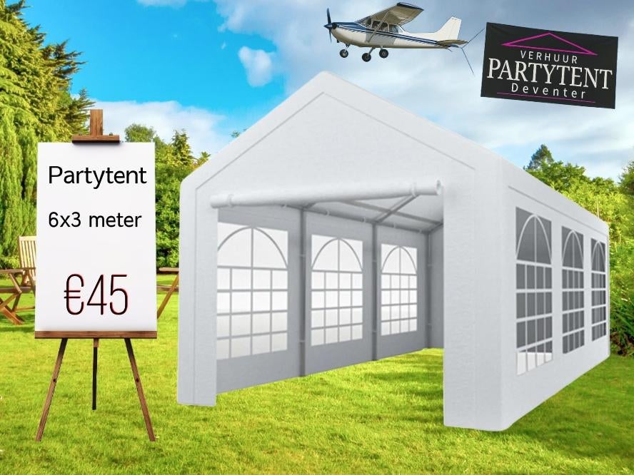 Huur partytent 6x3 meter voor tuin 15 - 25 pers., Ophalen, Nieuw, Overige