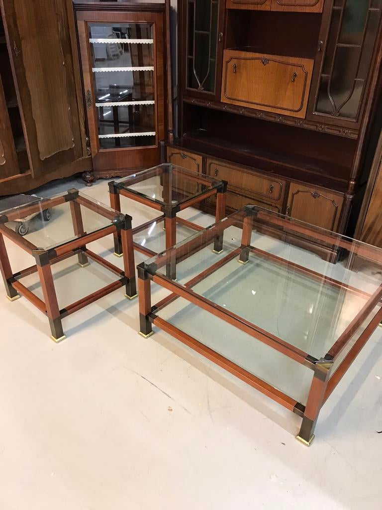 3 retro glazen salontafels, Ophalen of Verzenden