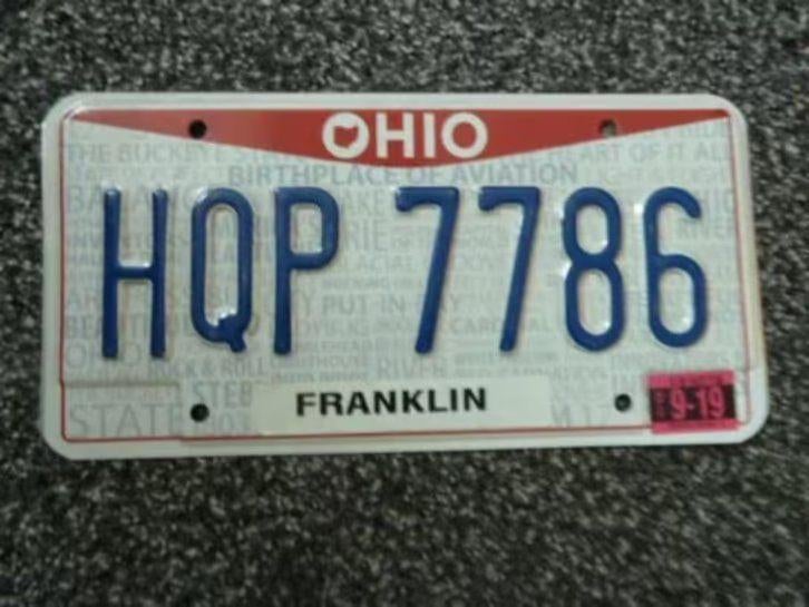 Kentekenplaat licenseplate Ohio Discover Ohio USA, Verzenden, Gebruikt, Auto's