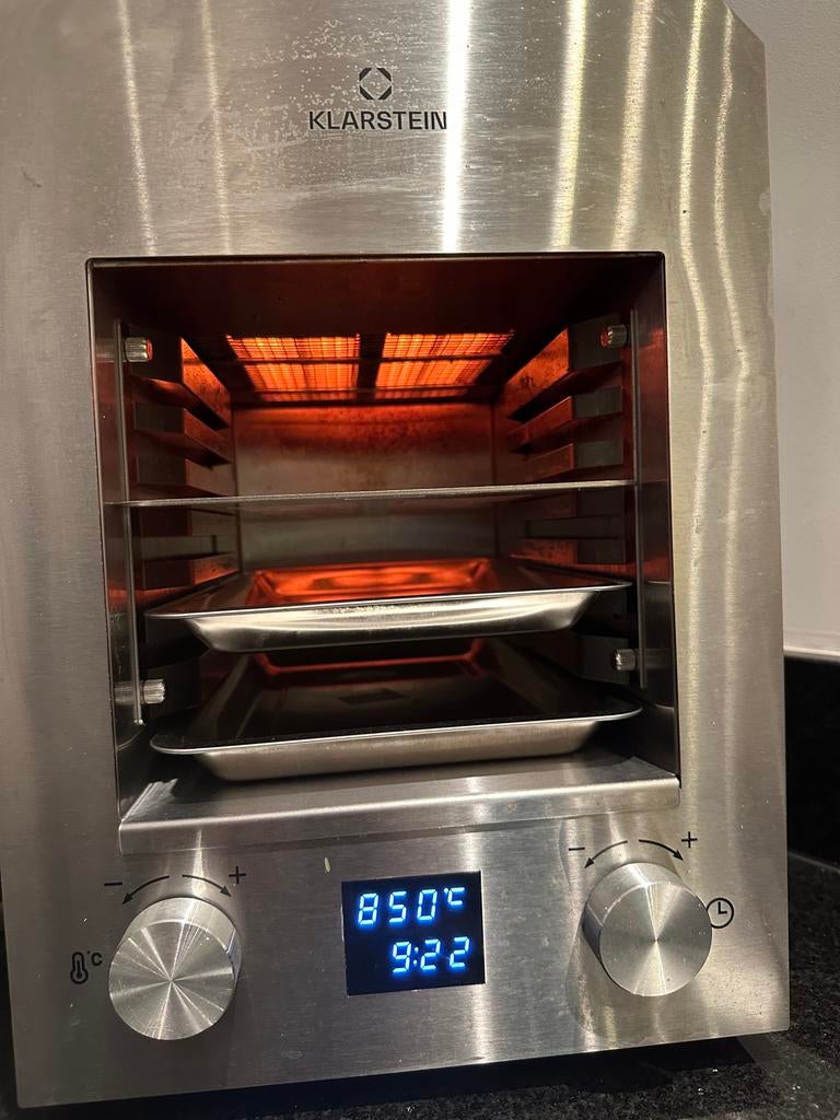 Klarstein infrarood grill tot 850 graden, Witgoed en Apparatuur, Ovens, Minder dan 45 cm, Zo goed als nieuw, Vrijstaand, Grill