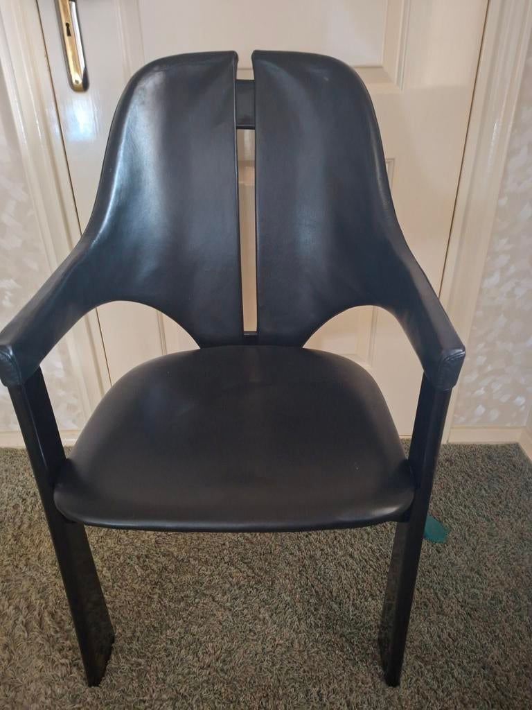 6 design leren stoelen van DUBINI, Ophalen of Verzenden, Leer, Twee