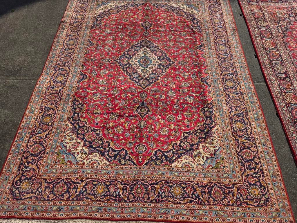 Vintage handgeknoopt perzisch tapijt kashan 400x300, Info@SlatsAntiek.nl, Perzisch, 200 cm of meer, Ophalen of Verzenden