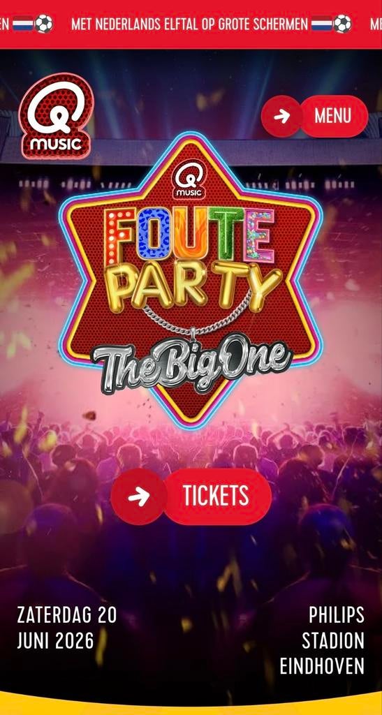 2x Qmusic foute party Golden circle, Twee personen