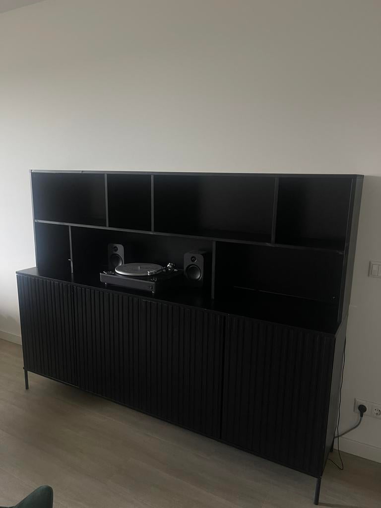 Woood Gravure Kast Zwart - Opbergkast / vakkenkast, Ophalen of Verzenden, Zo goed als nieuw, 25 tot 50 cm