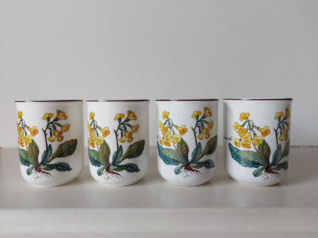 4 Villeroy & Boch Botanica bekers primula officinalis, Villeroy & Boch, Ophalen of Verzenden, Zo goed als nieuw, Overige stijlen
