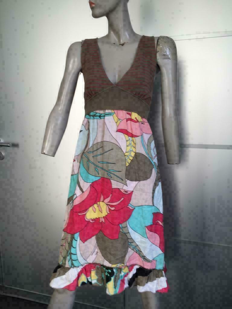 B281 Dept jurk linnen olijf-groen Maat XS=34 jurkje roze, Kleding | Dames, Jurken, Ophalen of Verzenden, Zo goed als nieuw, Knielengte