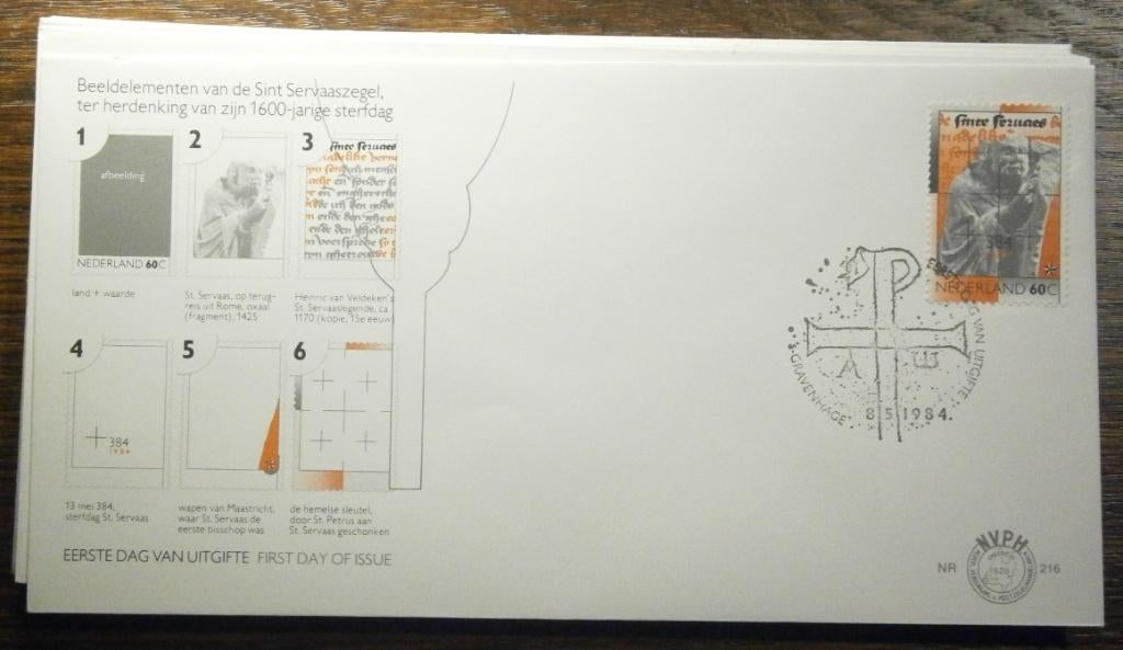 NVPH 216 Sint Servaas - Den Haag 8-5-1984, Ophalen of Verzenden, Onbeschreven, Nederland