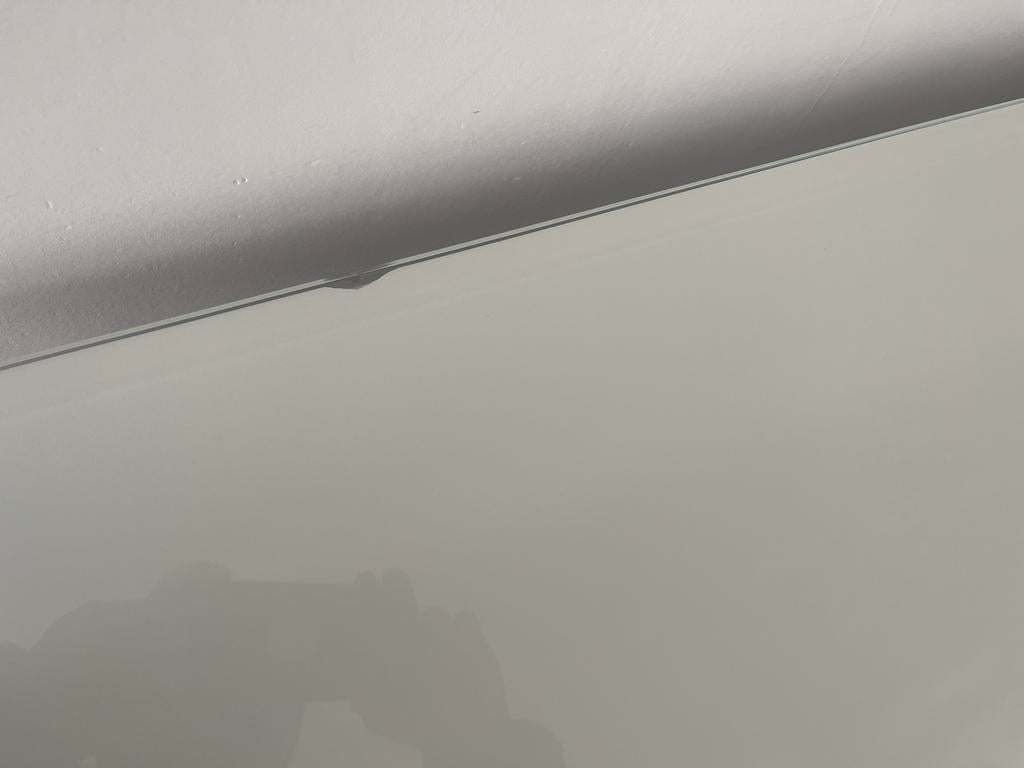 Moderne salontafel met glazen blad, Ophalen, Gebruikt, 100 tot 150 cm, Vierkant