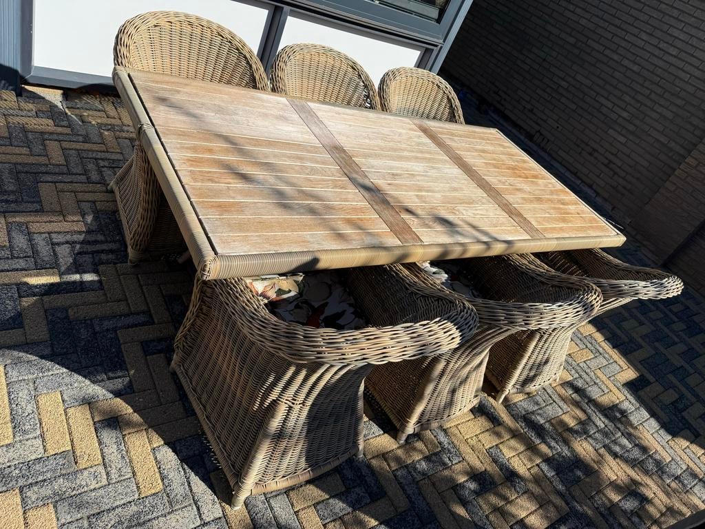Luxe 4 Seasons Outdoor Brighton tuinset met 6 stoelen, Tuin en Terras, Tuinsets en Loungesets, Ophalen, Gebruikt, Eettafel, 6 zitplaatsen