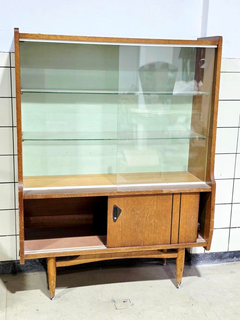 Mid-Century Modern Oak Display Cabinet, Ophalen, 25 tot 50 cm, 50 tot 100 cm, Minder dan 100 cm