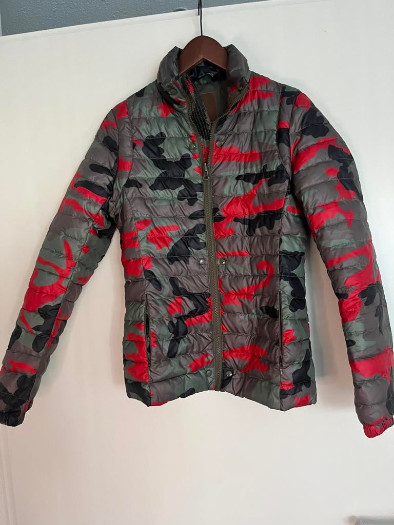 Airforce jas camouflage rood/kaki, gewatteerd, maat S, Verzenden, Zo goed als nieuw, Maat 36 (S), Overige kleuren