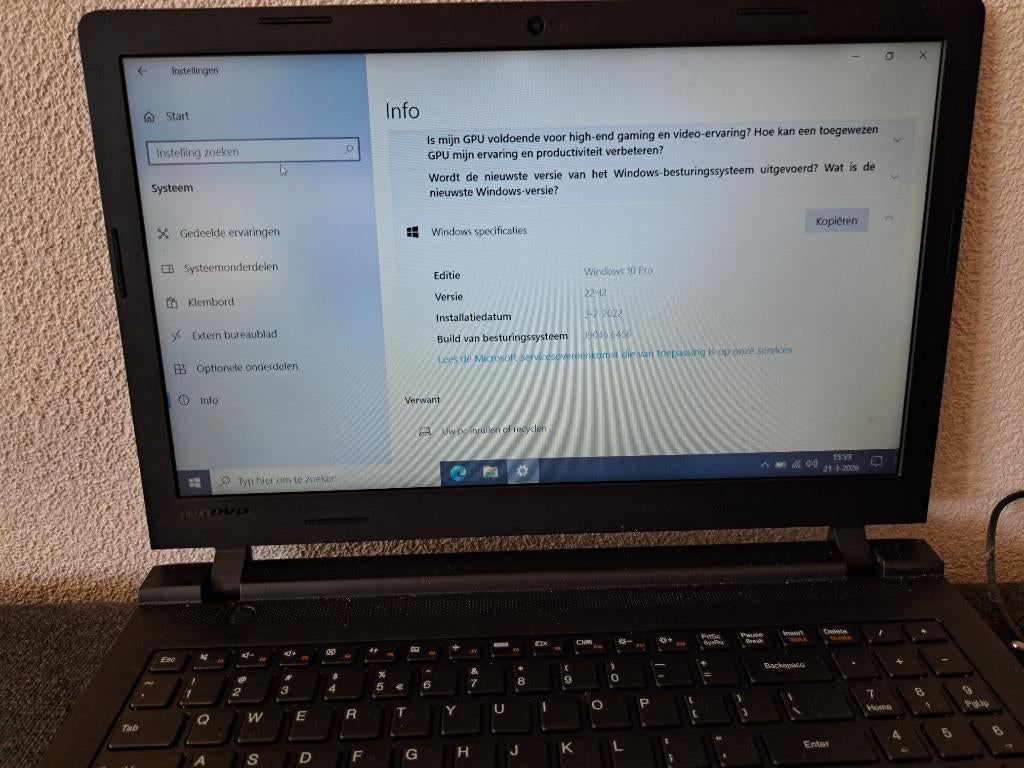 Te koop Lenovo laptop, Computers en Software, Windows Laptops, Ophalen, Gebruikt, 2 tot 3 Ghz, 512 GB