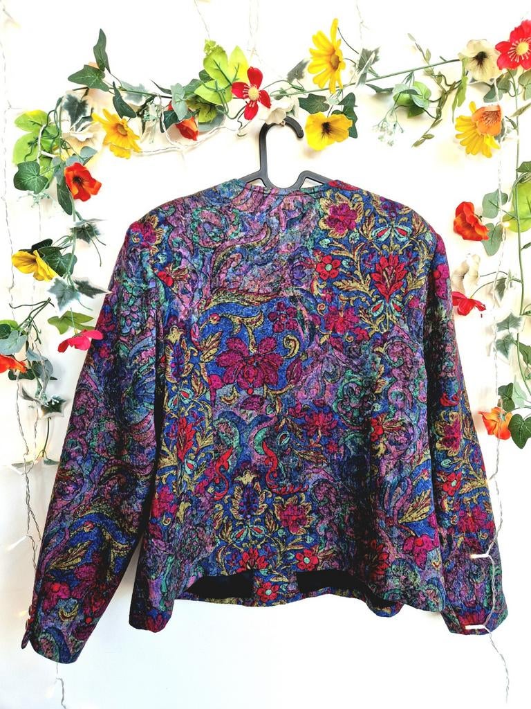Super leuk kleurrijk vintage bloemenjasje blazer, Ophalen of Verzenden, Zo goed als nieuw, Maat 42/44 (L), Jasje