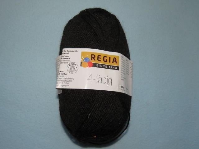Nieuwe bol Regia 4-draads sokkenwol zwart 50 gram, Ophalen of Verzenden, Nieuw, Breien of Haken, Wol of Garen