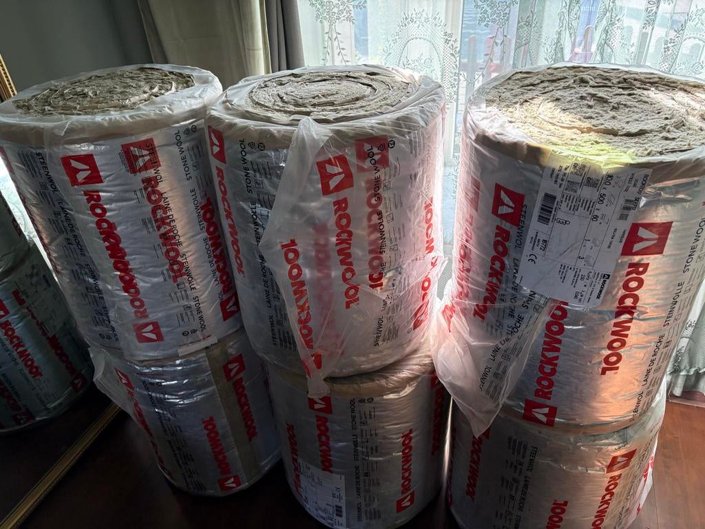 Rockwool steenwol isolatie – 6 pakken, Nieuw, Steenwol, 15 m² of meer, 8 tot 12 cm