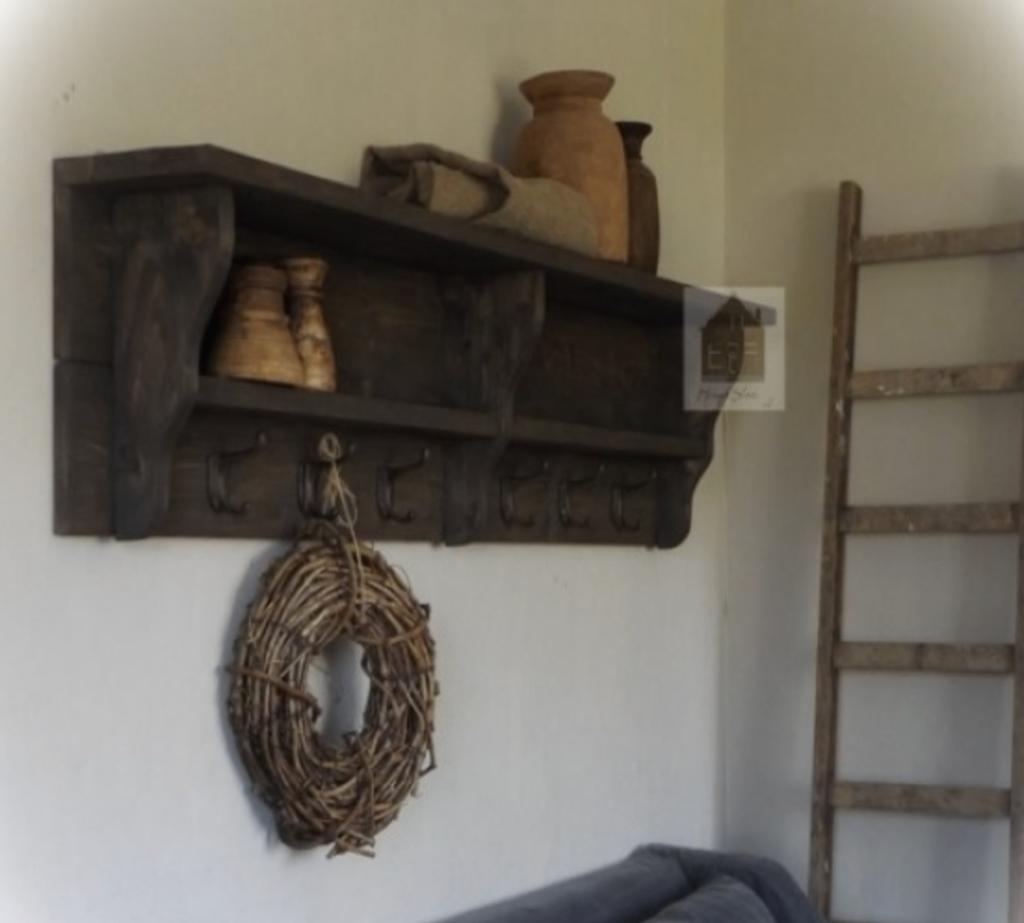 Landelijk wandrek * kapstok,regaal,rek,wandplank *, Wandkapstok, Nieuw, Ophalen of Verzenden, Minder dan 100 cm