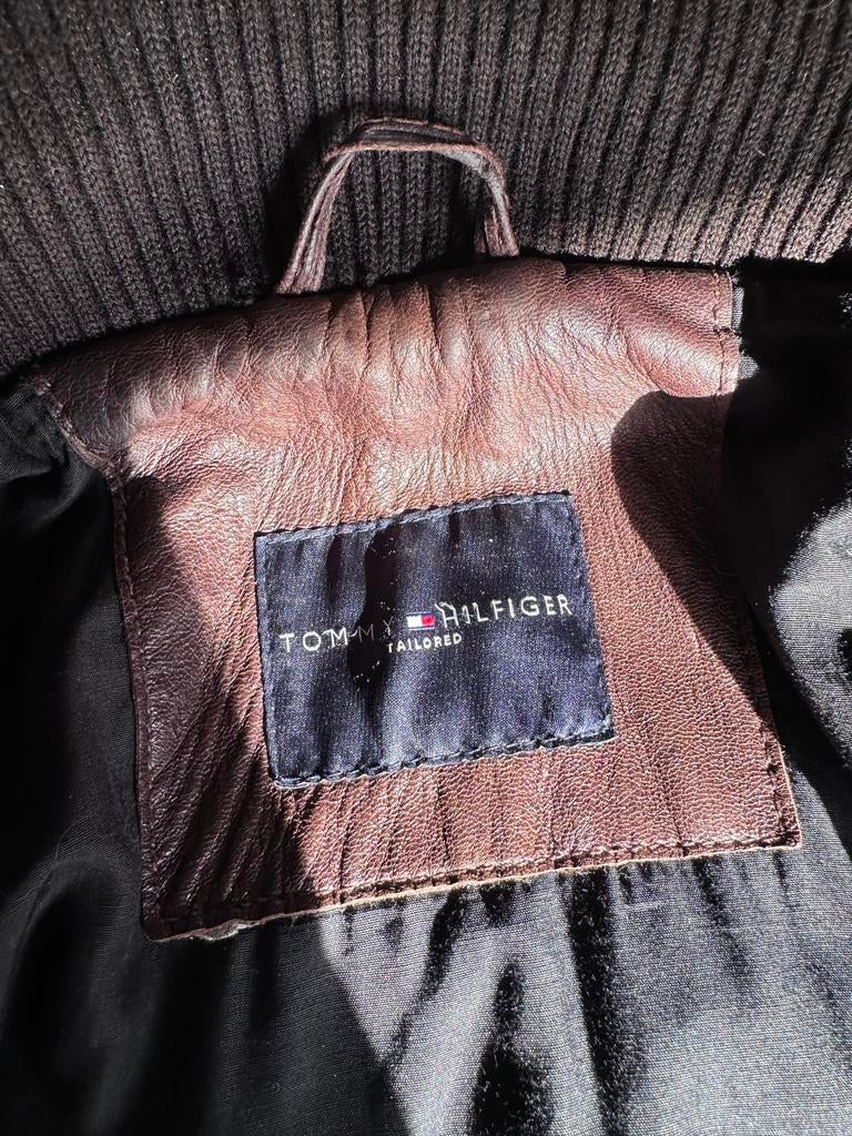 Tommy Hilfiger Vintage Echt Leren Jack Maat M, Kleding | Heren, Jassen | Zomer, Zo goed als nieuw, Maat 48/50 (M), Bruin, Ophalen of Verzenden