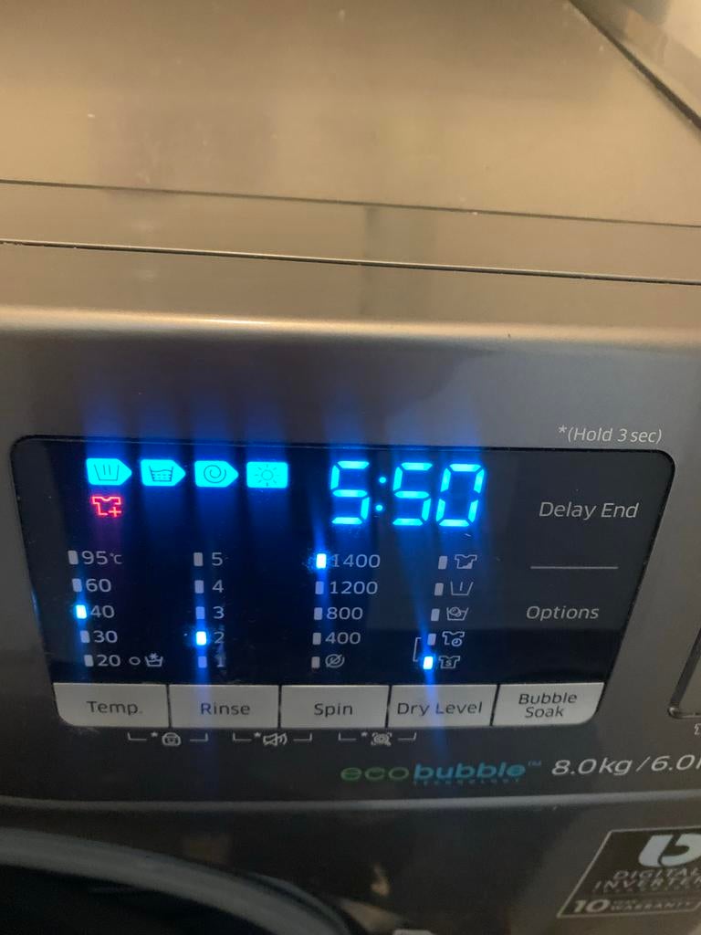 Samsung Eco Bubble 8kg was&droog machine, Witgoed en Apparatuur, Wasmachines, Ophalen, 1200 tot 1600 toeren, Gebruikt, 8 tot 10 kg