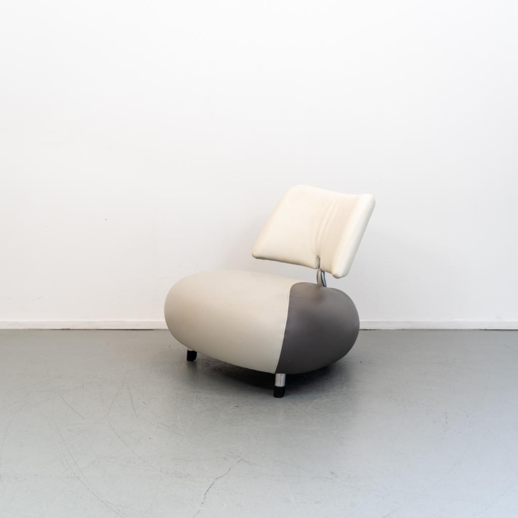 1x Leolux Pallone Elephant grijs/wit + voetenbank, Huis en Inrichting, Fauteuils, Niet ingevuld, Niet ingevuld, Leer, Ophalen of Verzenden