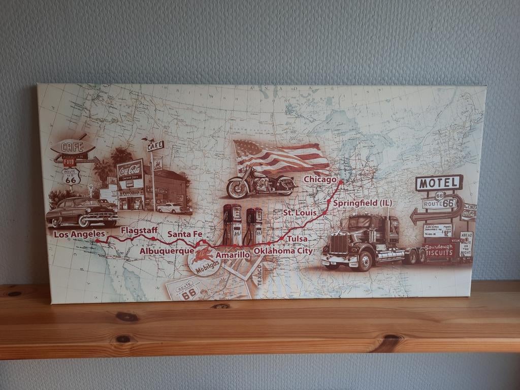Canvas Route 66, Ophalen, Zo goed als nieuw, 50 tot 75 cm, Schilderij