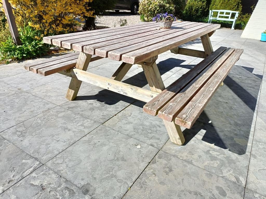 Hardhouten picknicktafel van het merk Talen., Ophalen, Gebruikt, Rechthoekig, Hout