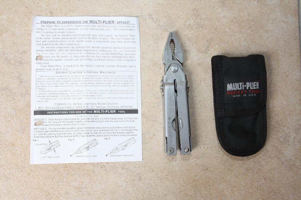 Gerber Multi-Plier multitool roestvrijstaal met etui., Ophalen of Verzenden
