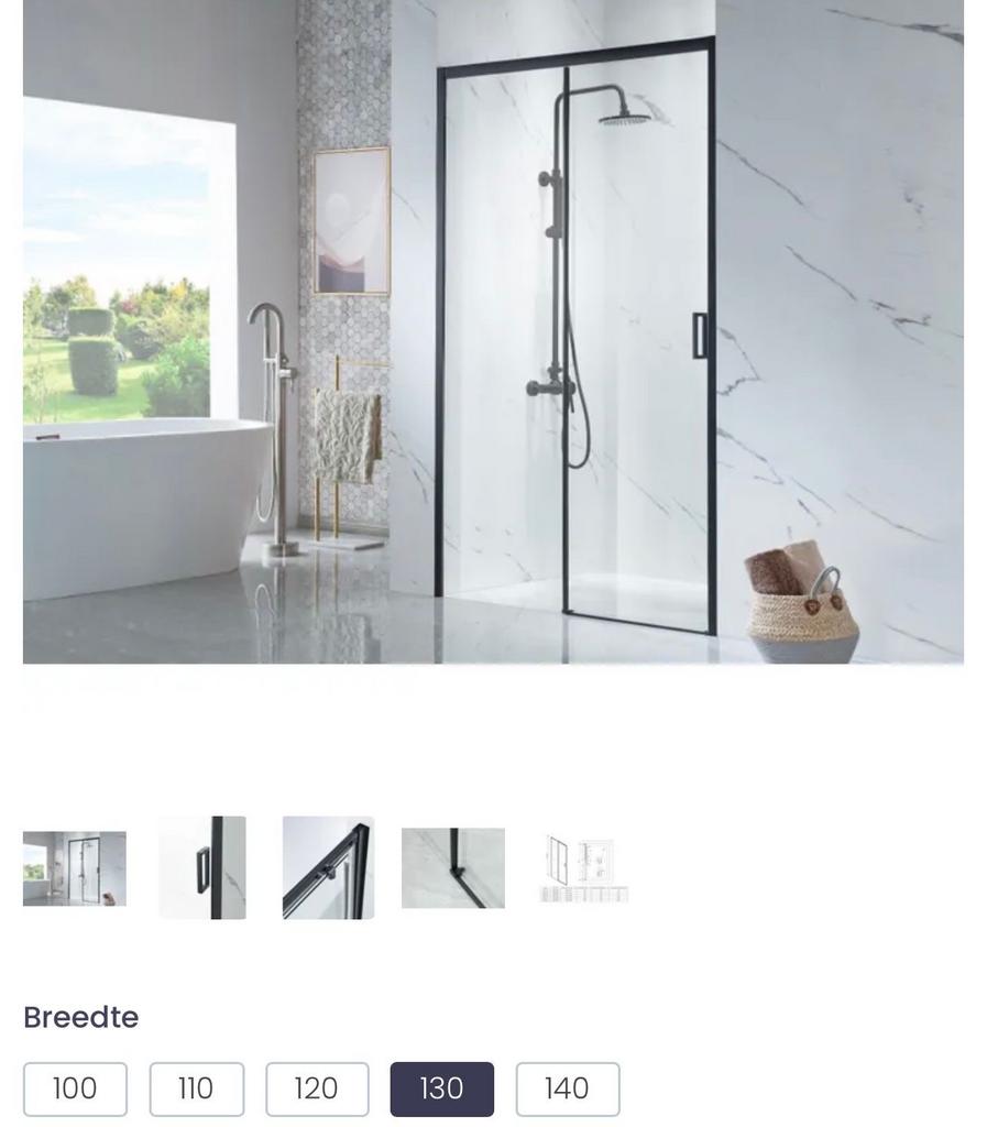 Saniclear douchedeur 130x200cm, zwart mat, Ophalen, Nieuw, Met douche
